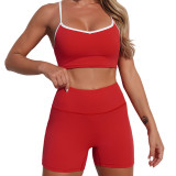 Women Contrast Colored Sport Bra and Yoga Pants Two-Piece Set