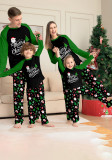 Christmas Family Wear Long-Sleeved Top and Pants with Santa Claus Letter Green Pajama Set