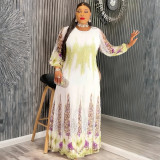 Muslim Print Chiffon Plus Size Women's Long Dress