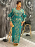 African Women's Plus Size Chic Elegant Fashion Beaded Formal Party Bodycon Dress Evening Gown