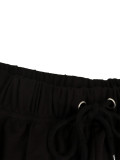 Fashion Women's Sleeveless Crop Top + High-Waist Drawstring Wide-Leg Pants Set Casual Street Two-Piece Set