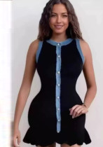 Summer Knitting Sleeveless Bodycon Short Dress Summer Knitting Sleeveless Bodycon Short Dress