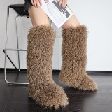 Knee-Length Snow Boots Women Trendy Fur Boots