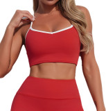 Women Contrast Colored Sport Bra and Yoga Pants Two-Piece Set