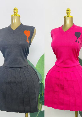 Summer Knitting Two-Piece Skirt Set