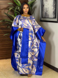 African Women's Plus Size Print Dress Jacquard Robe Headscarf