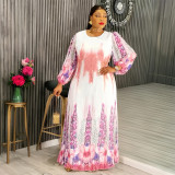 Muslim Print Chiffon Plus Size Women's Long Dress