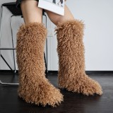 Knee-Length Snow Boots Women Trendy Fur Boots