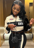 Women's PU Leather Print Jacket