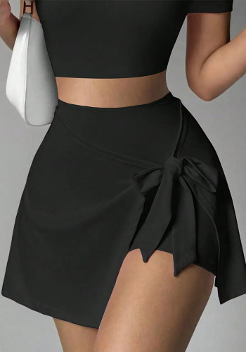 Women Knotted Yoga Fitness Tennis Skirt