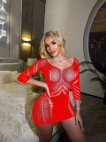 Women long-sleeved sexy ripped backless dress Mesh bodysuit and sexy lingerie