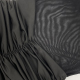 Halter Neck Tie Mesh Patchwork Long Dress