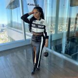Women's PU Leather Print Jacket