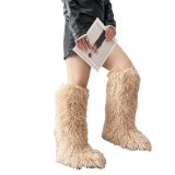 Knee-Length Snow Boots Women Trendy Fur Boots