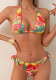 Women Printed Halter Neck Lace-Up Backless Sexy Two-Piece Swimwear
