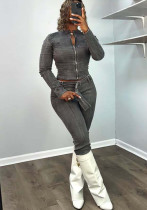 Denim Stretch Tight Slim Long sleeve Two Piece Pants Set Denim Stretch Tight Slim Long sleeve Two Piece Pants Set