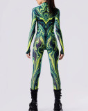 Halloween Print Tight Fitting Adult Cosplay Jumpsuit Costume