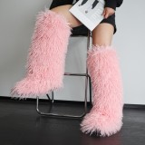 Knee-Length Snow Boots Women Trendy Fur Boots