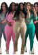 Fashion Women's Washed Zipper Hooded Top Yoga Pants Sport Casual Two-Piece Set