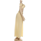 Autumn Women's Fashion Sexy Strapless Crop Top Sexy Chic Long Skirt Two-Piece Set