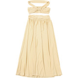 Autumn Women's Fashion Sexy Strapless Crop Top Sexy Chic Long Skirt Two-Piece Set