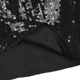 Fashion Women's Sexy Low Back Sequin Top Short Skirt Two-Piece Set