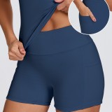 Women Short-Sleeved Yoga Top and Shorts Fitness Two-Piece Pieces