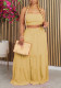 Summer Strapless Top High-Waist Long Skirt Holidays Fashion Casual Two-Piece Set