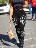 Halloween Print Skull Women's Denim Pants