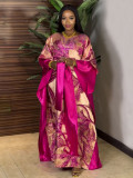 African Women's Plus Size Print Dress Jacquard Robe Headscarf