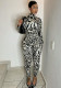 Autumn Women's Fashion Leopard Print Semi-High Neck Sexy Tight Fitting Jumpsuit