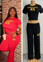 Summer Women's Letter Fashion Casual Short Sleeve Two Piece Pants Set Summer Women's Letter Fashion Casual Short Sleeve Two Piece Pants Set