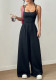 Women Black Strapless Sports Casual Jumpsuit