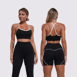 Women Contrast Colored Sport Bra and Yoga Pants Two-Piece Set