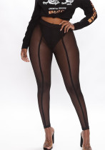 Women Spring/Summer Sexy See-Through Mesh Athletic Capri Pants Women Spring/Summer Sexy See-Through Mesh Athletic Capri Pants