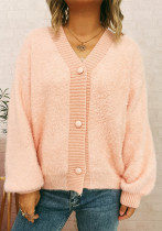 Women autumn/winter casual furry V-neck solid sweater Women autumn/winter casual furry V-neck solid sweater