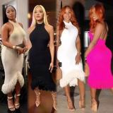 Sexy Women's Fashion Solid Color Strap Dress