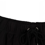 Fashion Women's Sleeveless Crop Top + High-Waist Drawstring Wide-Leg Pants Set Casual Street Two-Piece Set