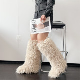 Knee-Length Snow Boots Women Trendy Fur Boots