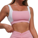 Women contrasting backless sports vest and yoga culottes