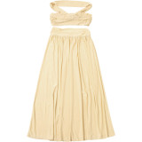 Autumn Women's Fashion Sexy Strapless Crop Top Sexy Chic Long Skirt Two-Piece Set