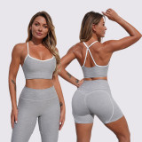 Women Contrast Colored Sport Bra and Yoga Pants Two-Piece Set