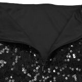Fashion Women's Sexy Low Back Sequin Top Short Skirt Two-Piece Set