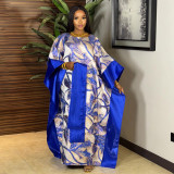 African Women's Plus Size Print Dress Jacquard Robe Headscarf