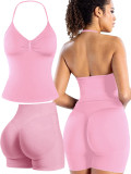 Women Halter Neck Yoga Sports Bra Backless Tank Top