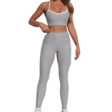 Women Contrast Colored Sport Bra and Yoga Pants Two-Piece Set