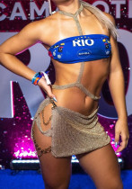 Women Fall Sexy Metallic Rhinestone Slit Lace-Up Skirt Women Fall Sexy Metallic Rhinestone Slit Lace-Up Skirt