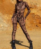 Halloween Print Tight Fitting Adult Cosplay Jumpsuit Costume