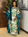 African Women's Plus Size Print Dress Jacquard Robe Headscarf