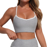 Women Contrast Colored Sport Bra and Yoga Pants Two-Piece Set